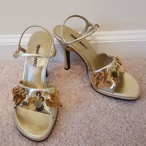 Fun Gold Beaded Party Heels Size 8